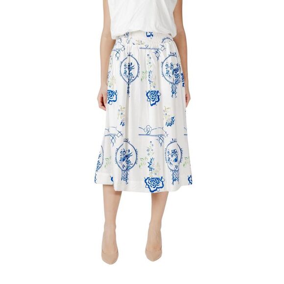off white blue yard sleeveless maxi dress Wedtrend Women A-Line Bridesmaid Dress with Slit Square Neck White Blue  Flower Long Wedding Guest Dress – WEDTREND main image 0